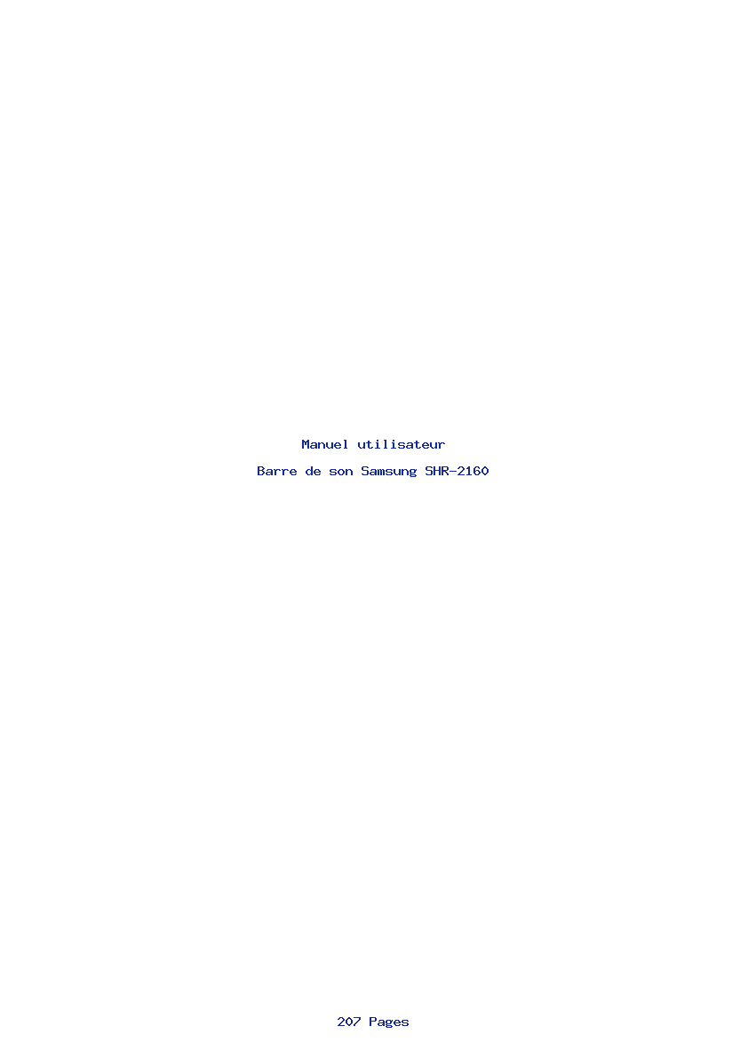 Page 1 de la notice Manuel utilisateur Samsung SHR-2160