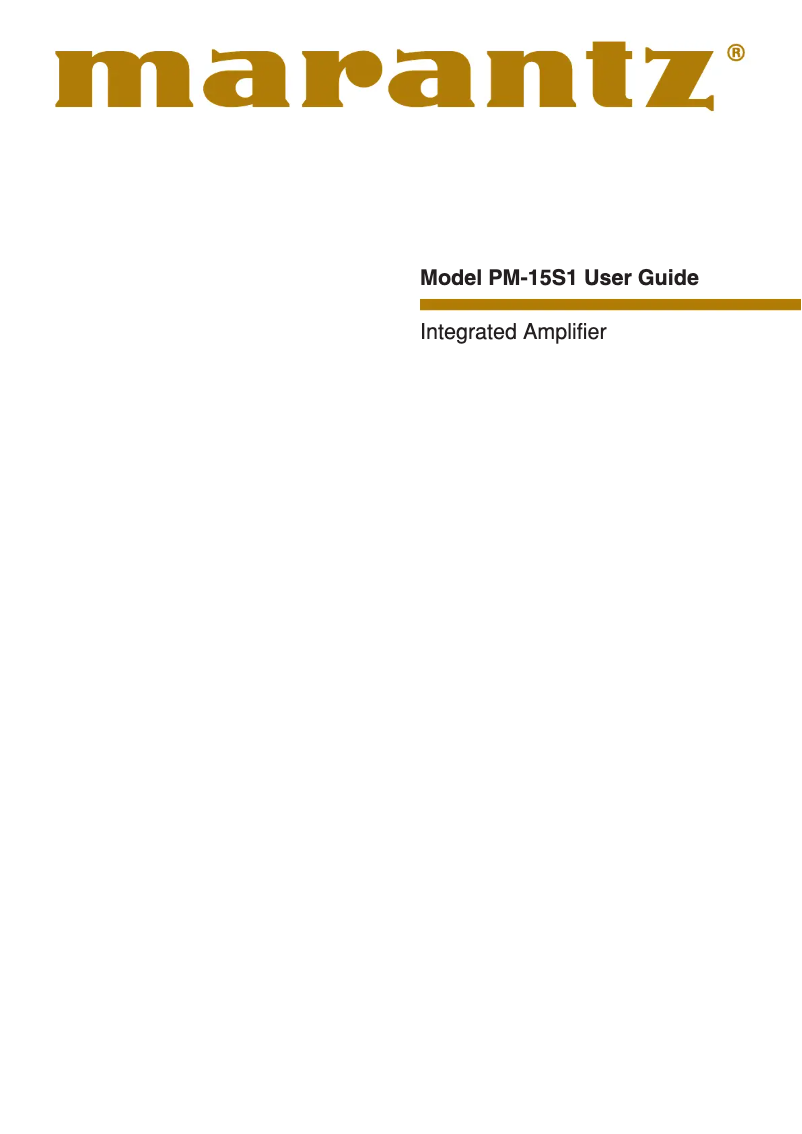 Page 1 de la notice Manuel utilisateur Marantz PM-15S1