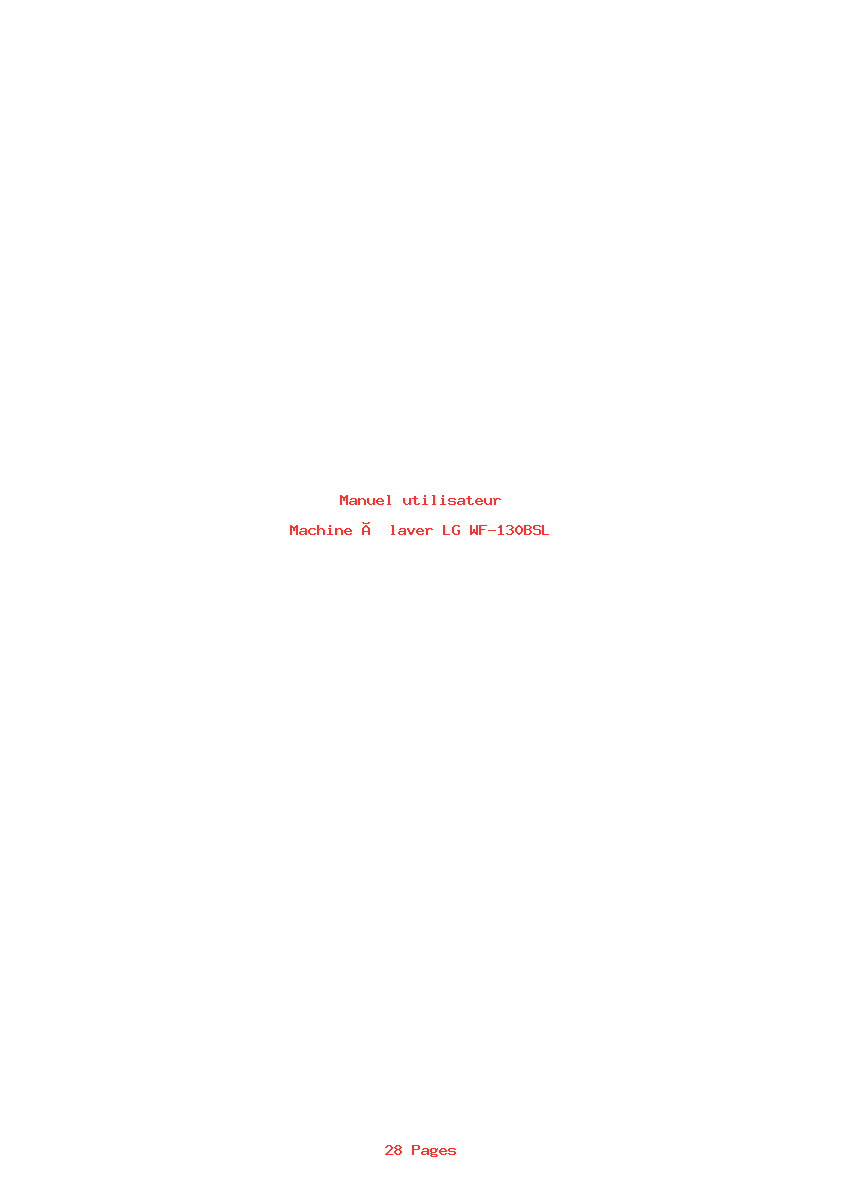Page 1 de la notice Manuel utilisateur LG WF-130BSL
