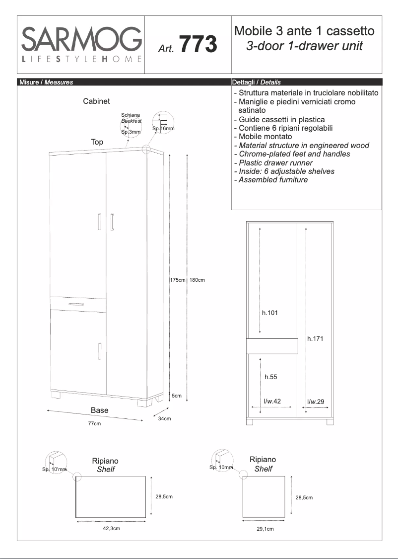 Page 1 de la notice Manuel utilisateur Sarmog A773PCPC