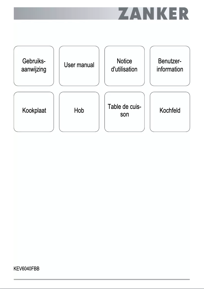 Page 1 de la notice Manuel utilisateur Zanker KEV6040FBB