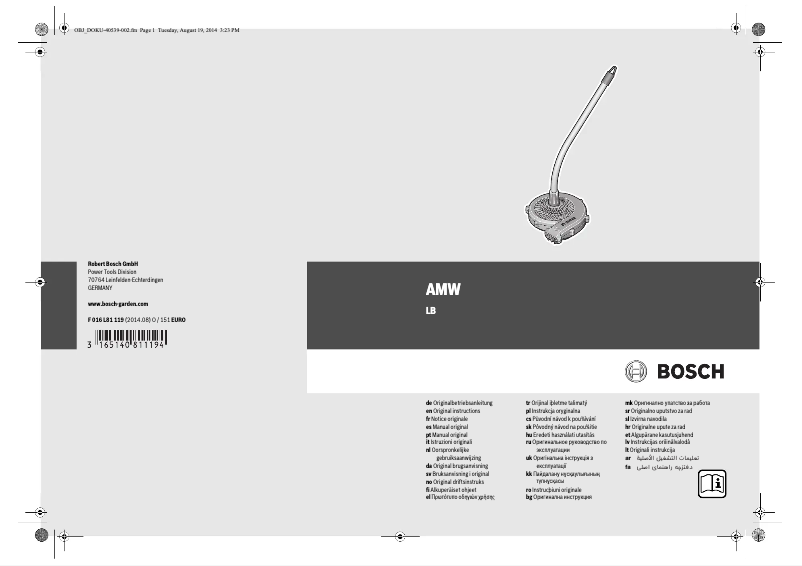 Page 1 de la notice Manuel utilisateur Bosch AMW LB