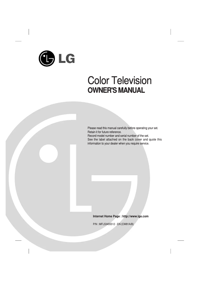 Page 1 de la notice Manuel utilisateur LG 21FS7AL