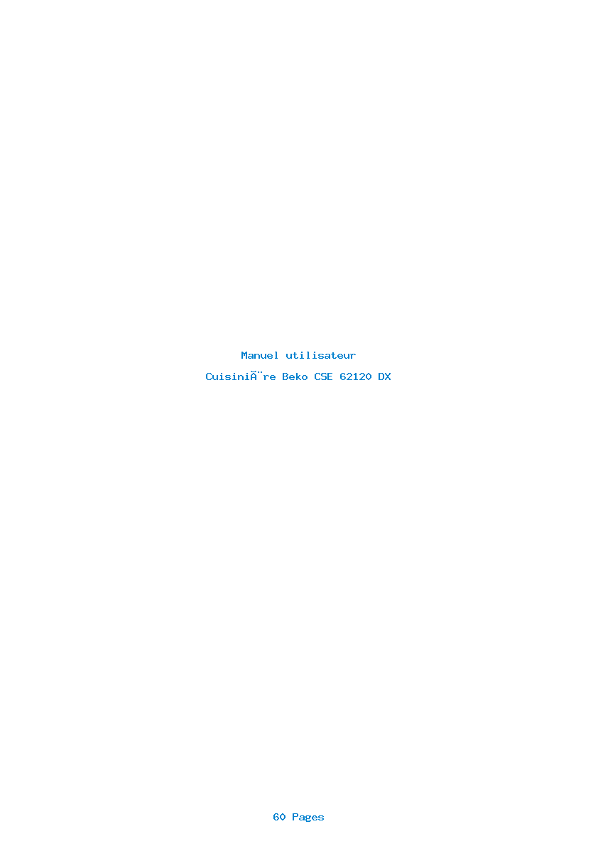 Page 1 de la notice Manuel utilisateur Beko CSE 62120 DX