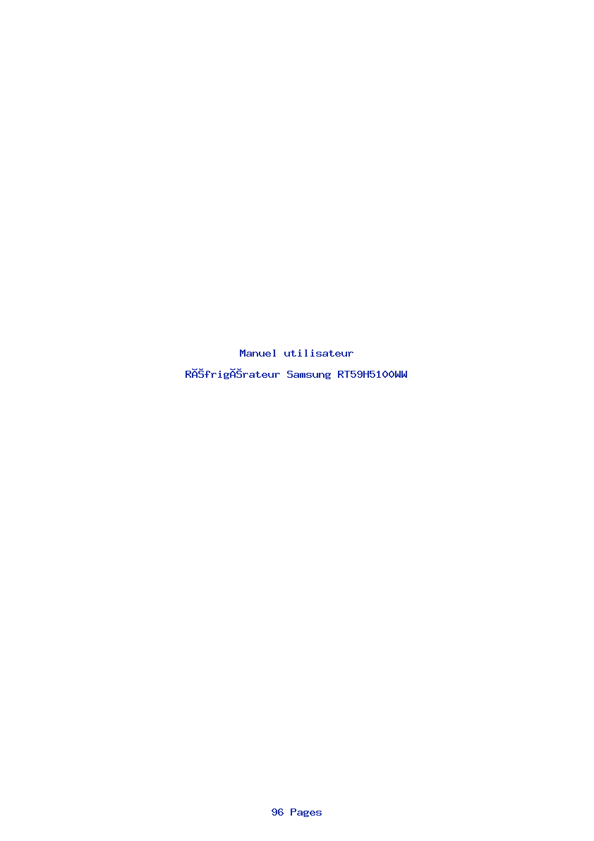 Page 1 de la notice Manuel utilisateur Samsung RT59H5100WW