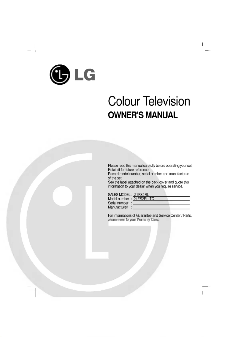 Page 1 of the manual User Manual LG 21FS2RL