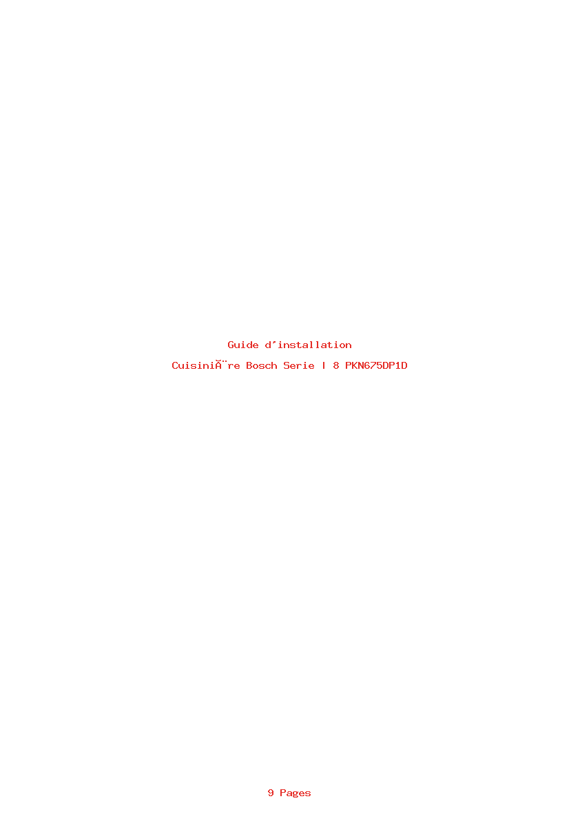 Page 1 de la notice Guide d'installation Bosch Serie | 8 PKN675DP1D