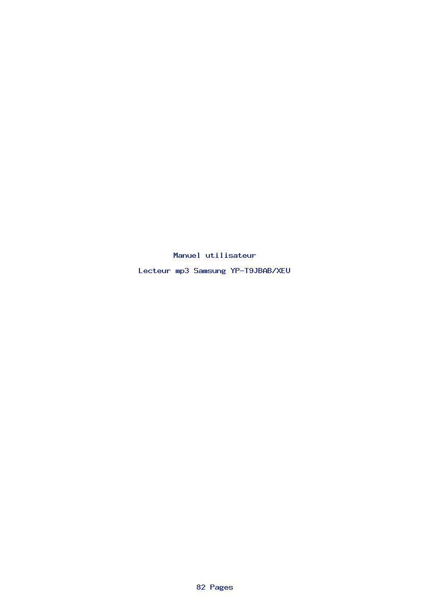 Page 1 de la notice Manuel utilisateur Samsung YP-T9JBAB/XEU