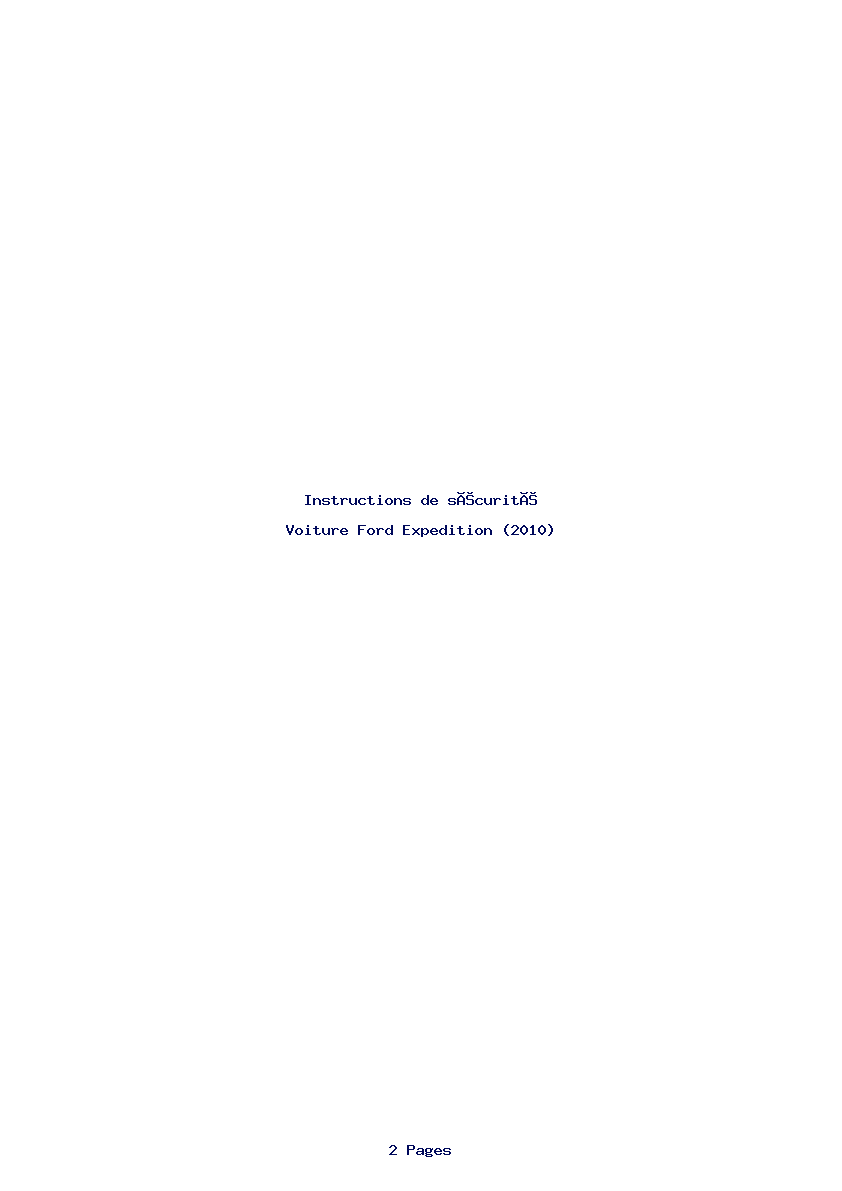 Page 1 de la notice Instructions de sécurité Ford Expedition (2010)