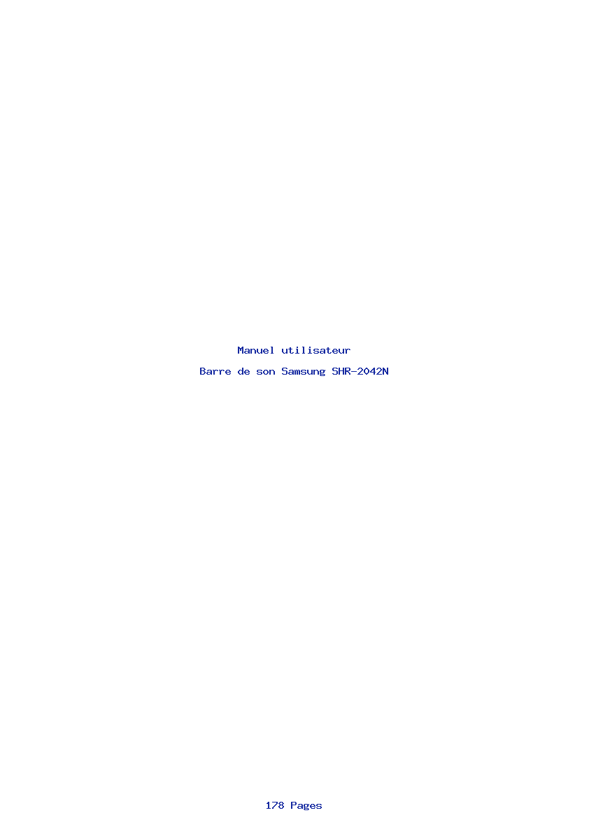 Page 1 de la notice Manuel utilisateur Samsung SHR-2042N