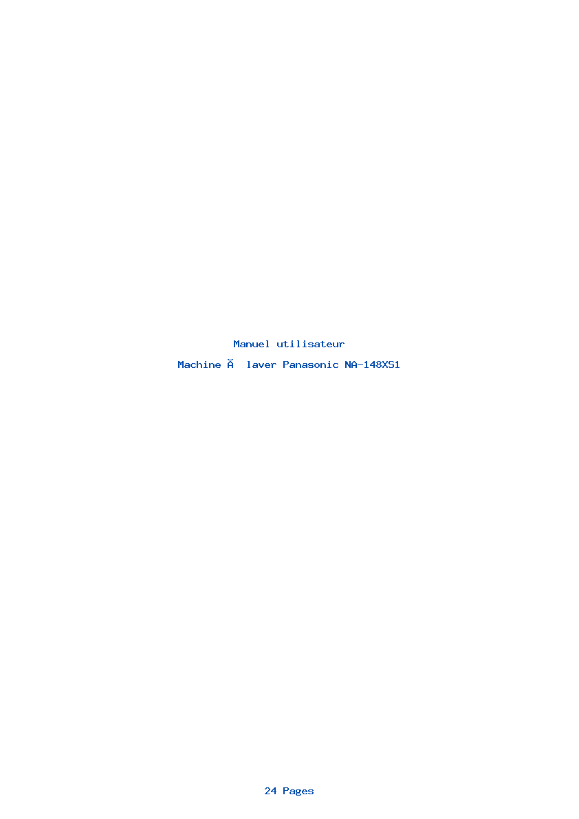 Page 1 de la notice Manuel utilisateur Panasonic NA-148XS1