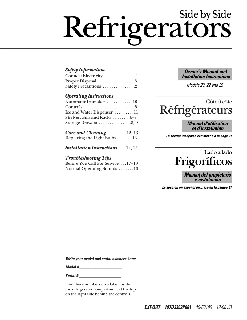 Page n°1 - Manuel utilisateur GE GSG20IBMFBB