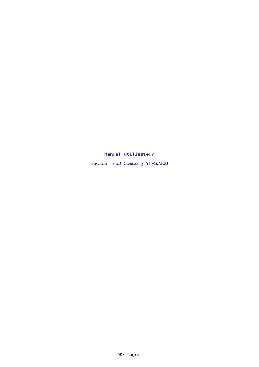 Page 1 de la notice Manuel utilisateur Samsung YP-S3JQB
