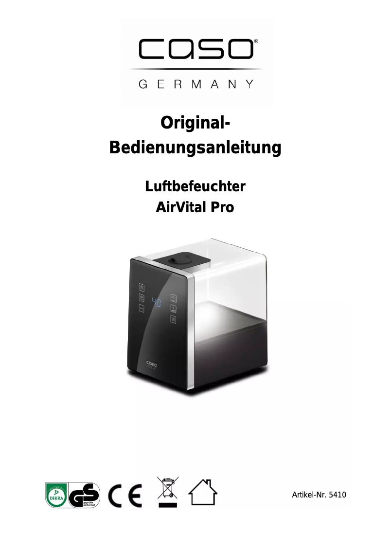 Página 1 del manual Manual de usuario Caso AirVital Pro