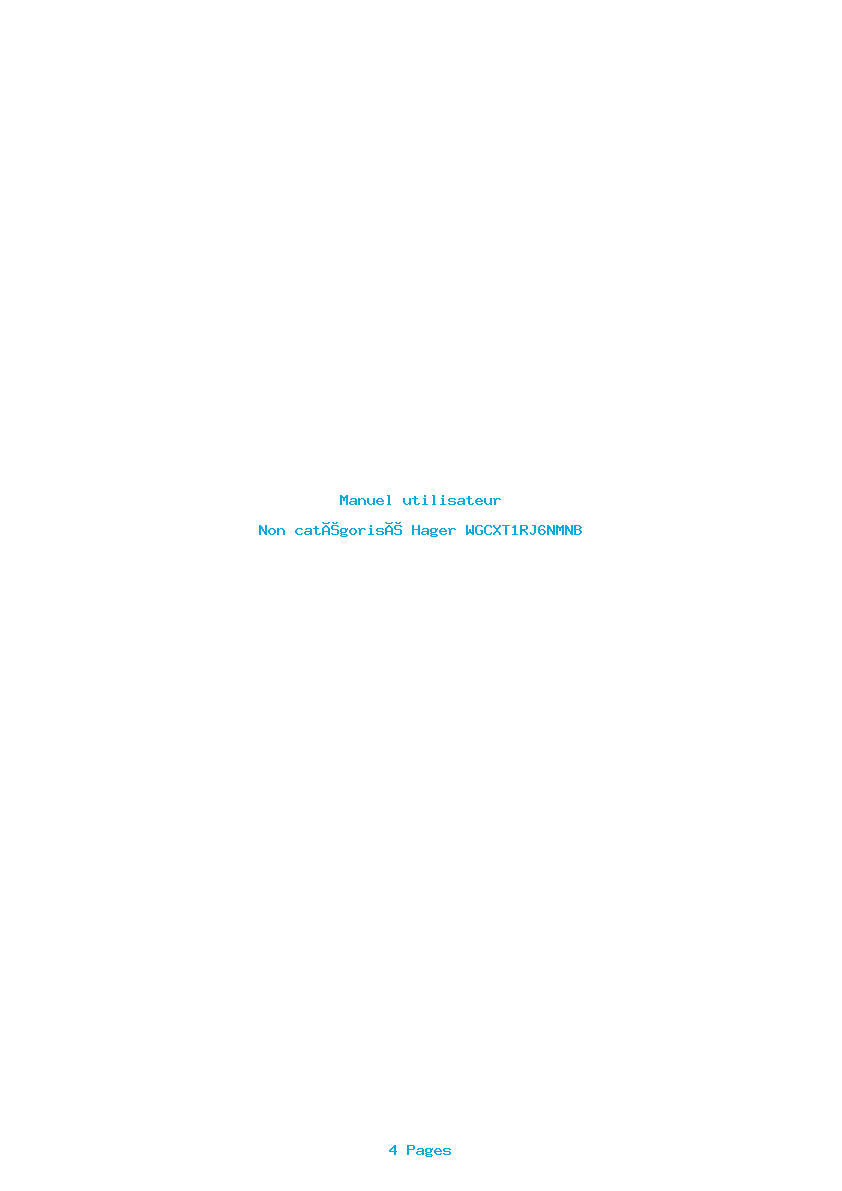 Page 1 de la notice Manuel utilisateur Hager WGCXT1RJ6NMNB
