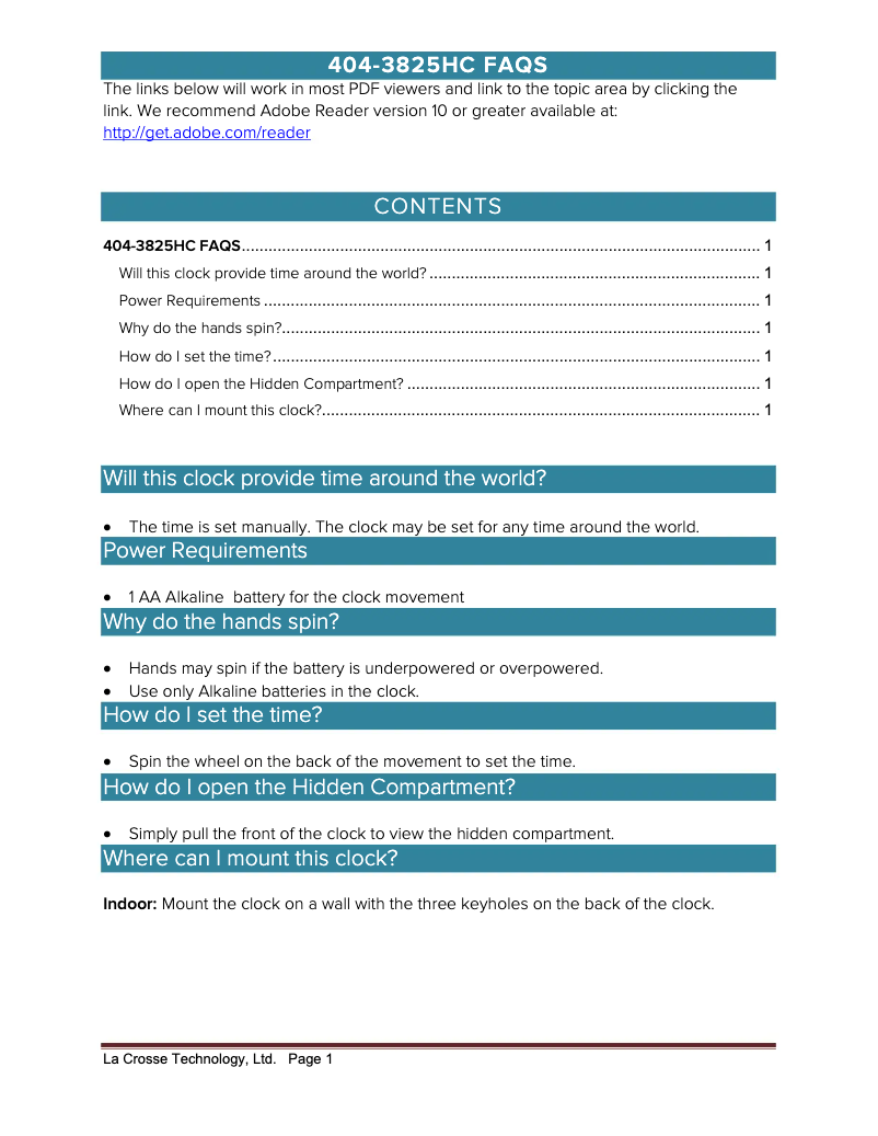 Página 1 del manual Preguntas frecuentes La Crosse Technology 404-3825HC