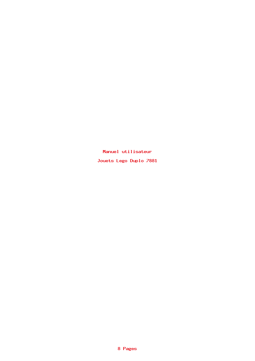 Page 1 de la notice Manuel utilisateur Lego Duplo 7881