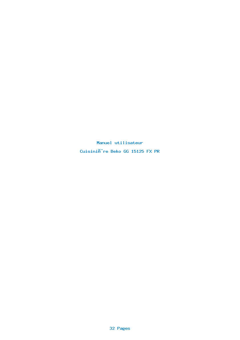 Page 1 de la notice Manuel utilisateur Beko GG 15125 FX PR