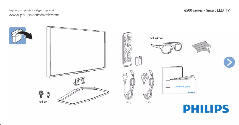 Page n°1 - Guide de démarrage rapide Philips 47PFK6559