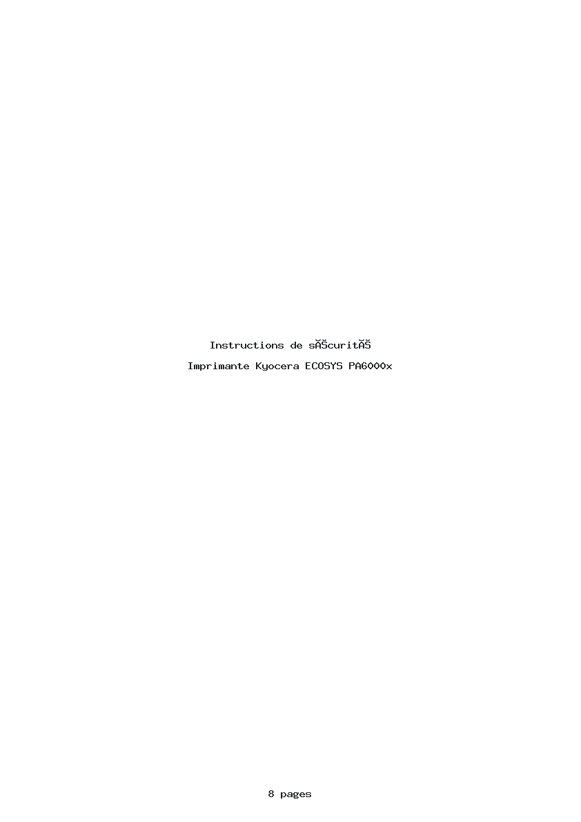Page 1 de la notice Instructions de sécurité Kyocera ECOSYS PA6000x