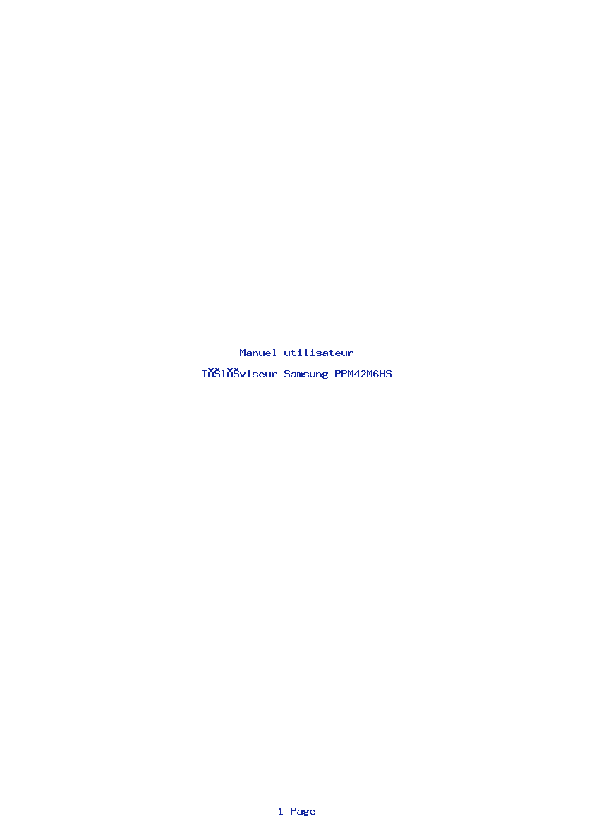 Page 1 de la notice Manuel utilisateur Samsung PPM42M6HS