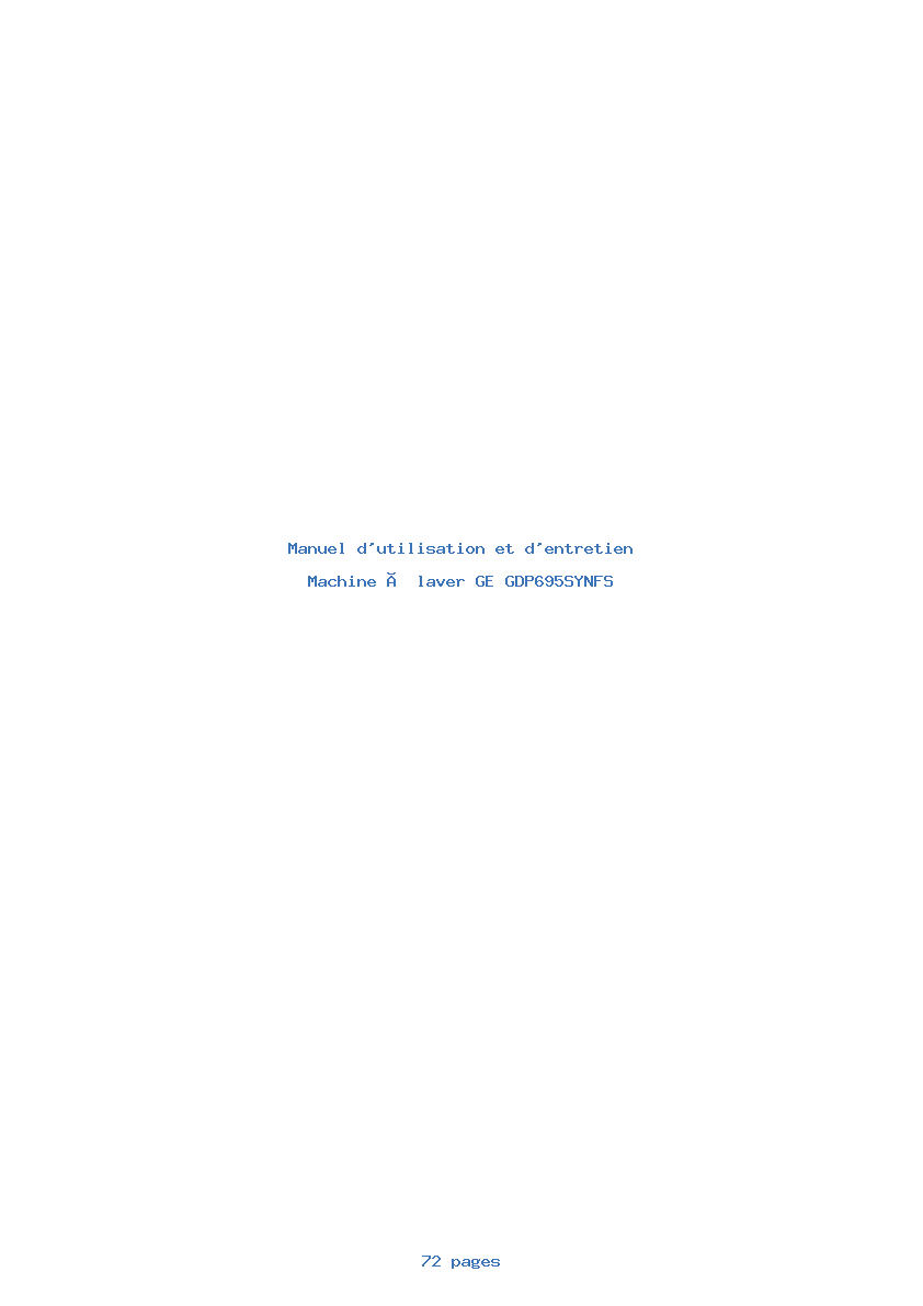 Page 1 de la notice Manuel d'utilisation et d'entretien GE GDP695SYNFS