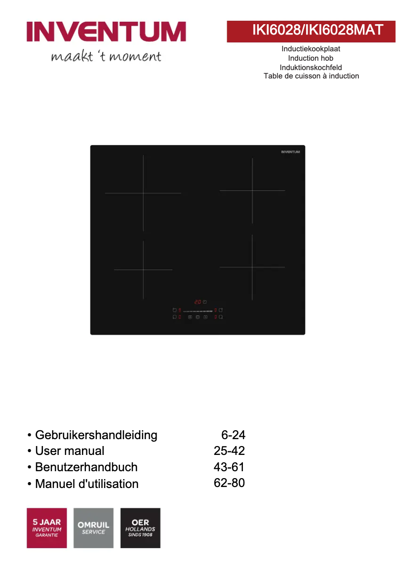 Page 1 de la notice Manuel utilisateur Inventum IKI6028MAT