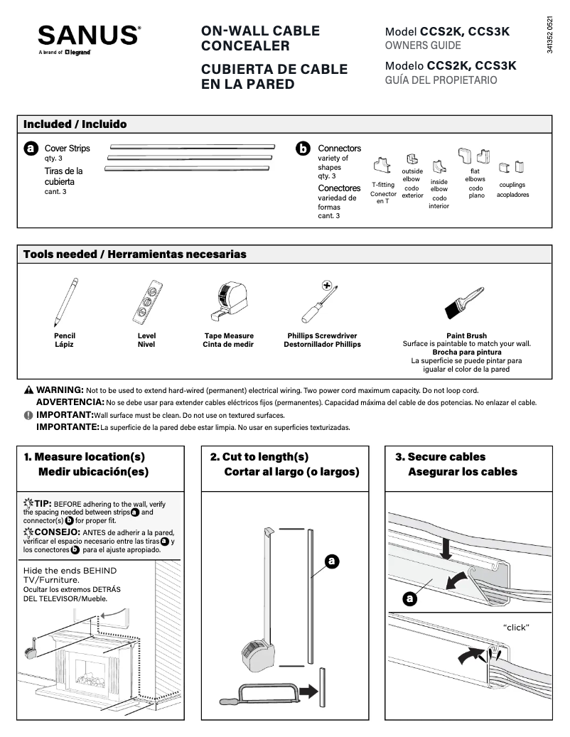 Page 1 de la notice Manuel utilisateur Sanus CCS3KWH