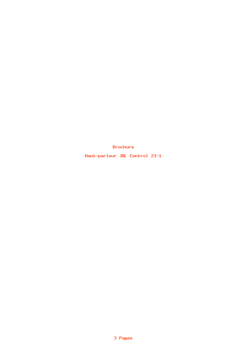 Page 1 de la notice Brochure JBL Control 23-1