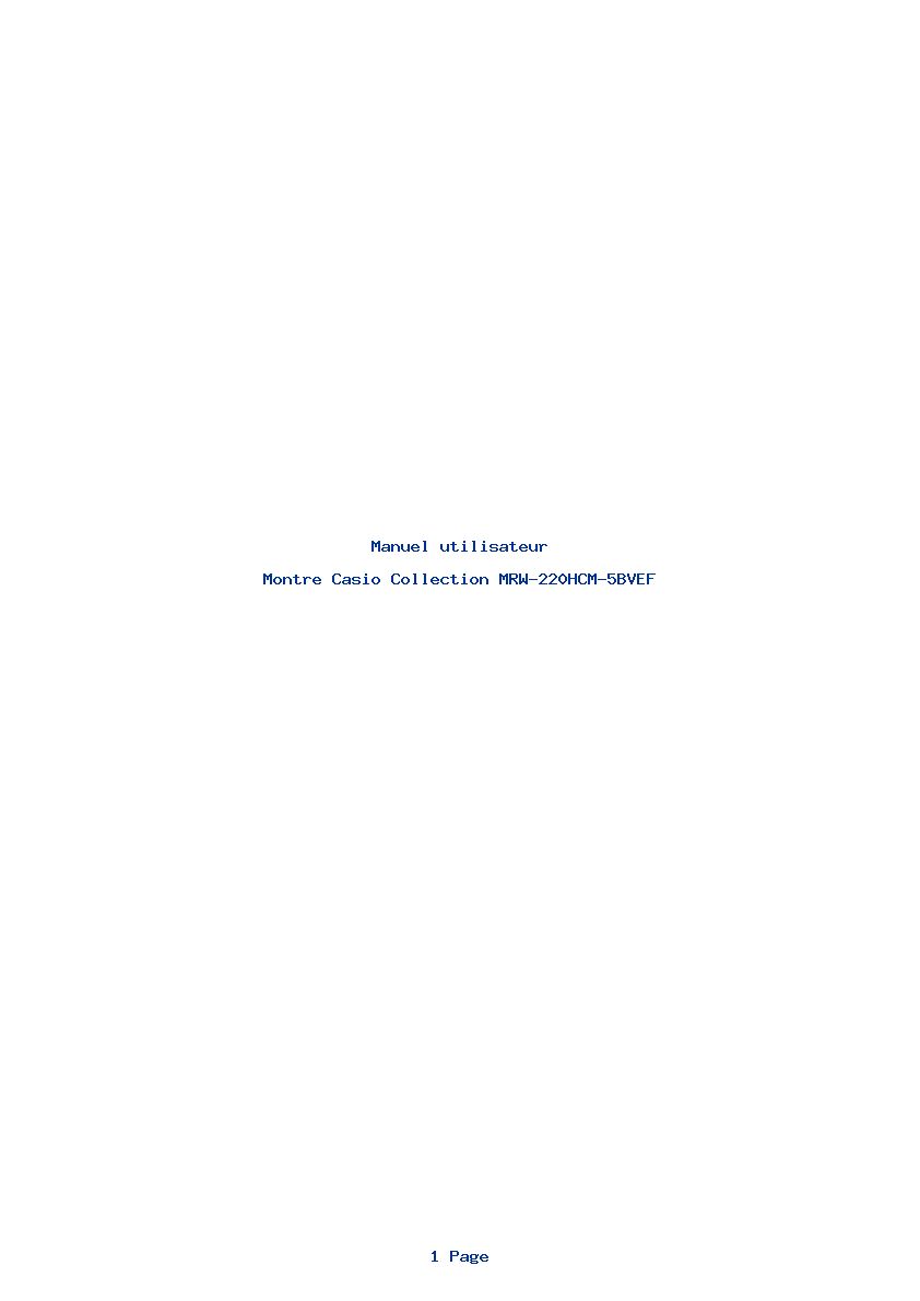 Page 1 de la notice Manuel utilisateur Casio Collection MRW-220HCM-5BVEF