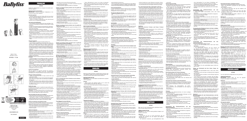 Page 1 de la notice Manuel utilisateur BaByliss Super-X Metal 15 in 1 MT992E