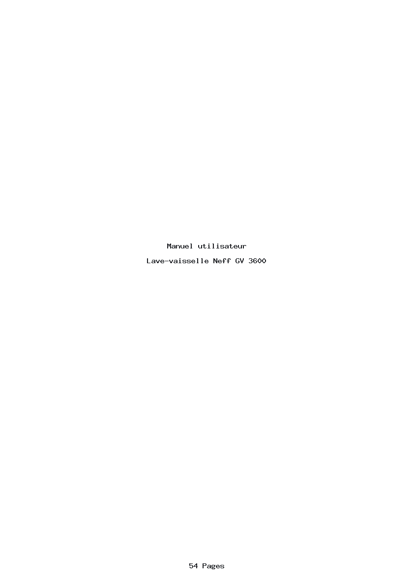 Page 1 de la notice Manuel utilisateur Neff GV 3600