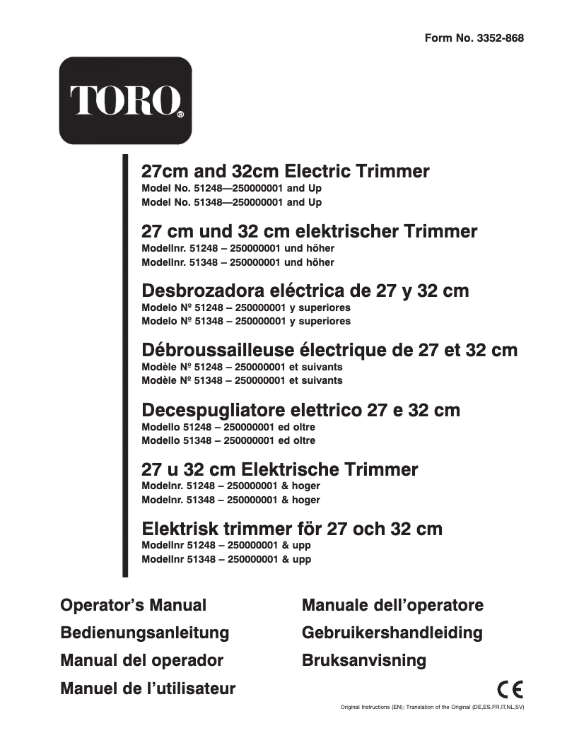 Page 1 de la notice Manuel utilisateur Toro 51248
