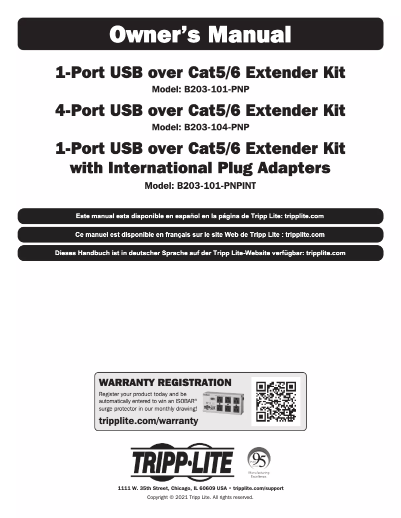 Page 1 de la notice Manuel utilisateur Tripp Lite B203-101-PNP