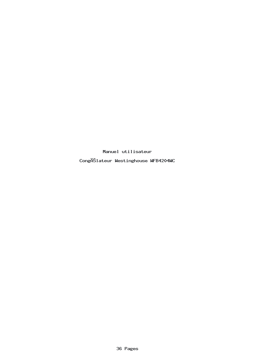 Page 1 de la notice Manuel utilisateur Westinghouse WFB4204WC