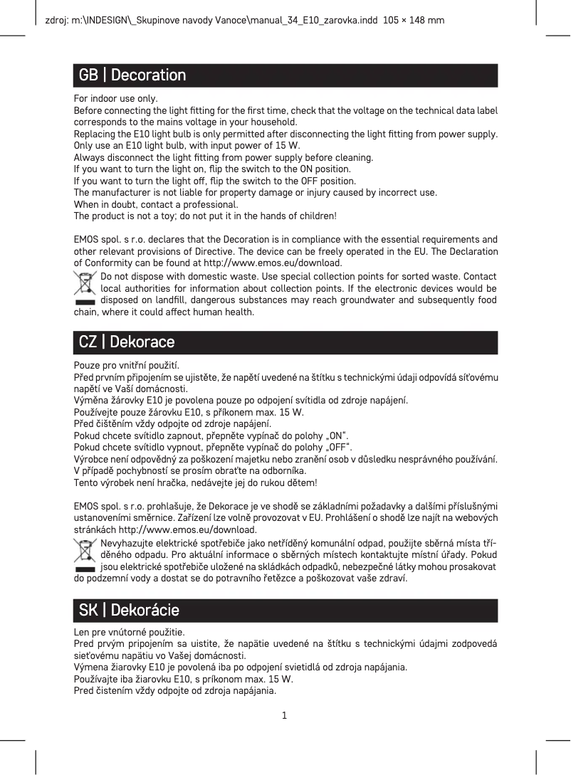 Page 1 de la notice Manuel utilisateur Emos DCAZ02