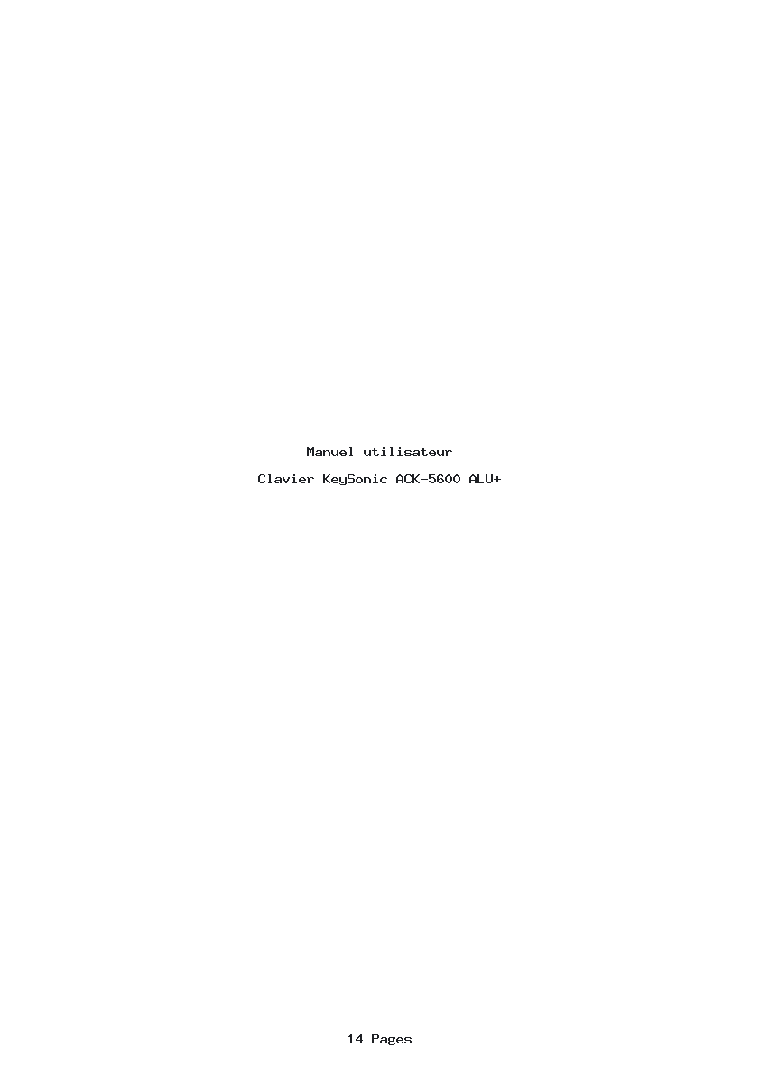 Page 1 de la notice Manuel utilisateur KeySonic ACK-5600 ALU+