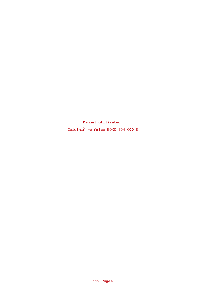 Page 1 de la notice Manuel utilisateur Amica BOXC 954 000 E