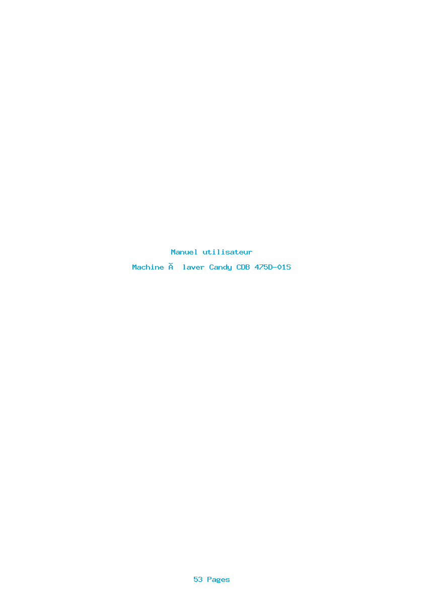 Page 1 de la notice Manuel utilisateur Candy CDB 475D-01S