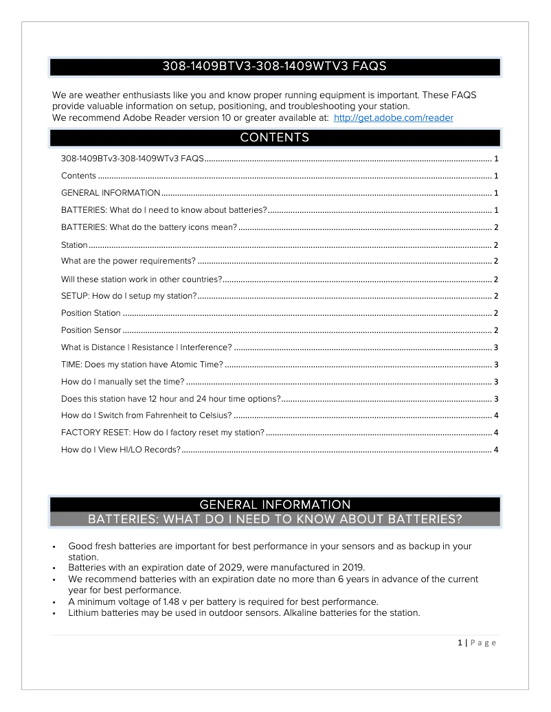 Page 1 de la notice FAQ La Crosse Technology 308-1409WTV3