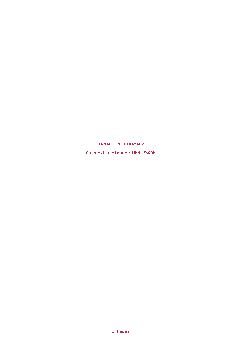 Page 1 de la notice Manuel utilisateur Pioneer DEH-3300R