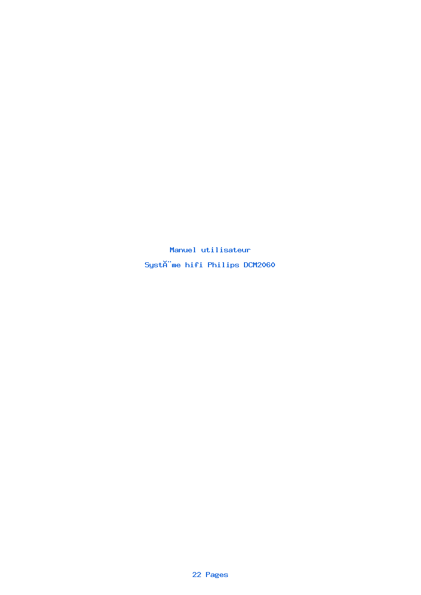 Page 1 de la notice Manuel utilisateur Philips DCM2060