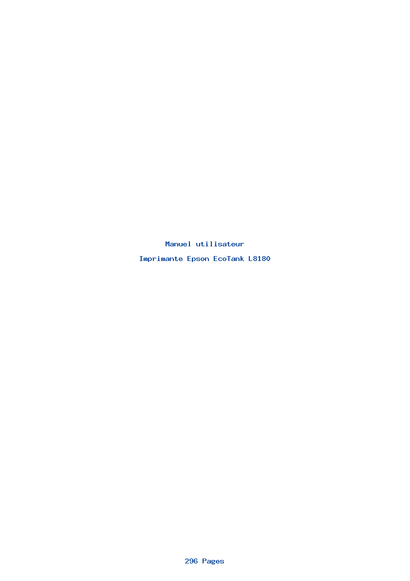 Page 1 de la notice Manuel utilisateur Epson EcoTank L8180
