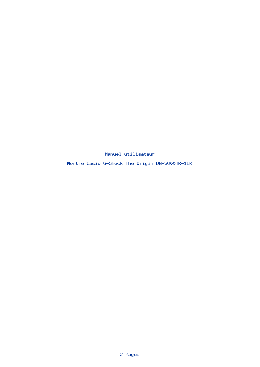 Page 1 de la notice Manuel utilisateur Casio G-Shock The Origin DW-5600HR-1ER