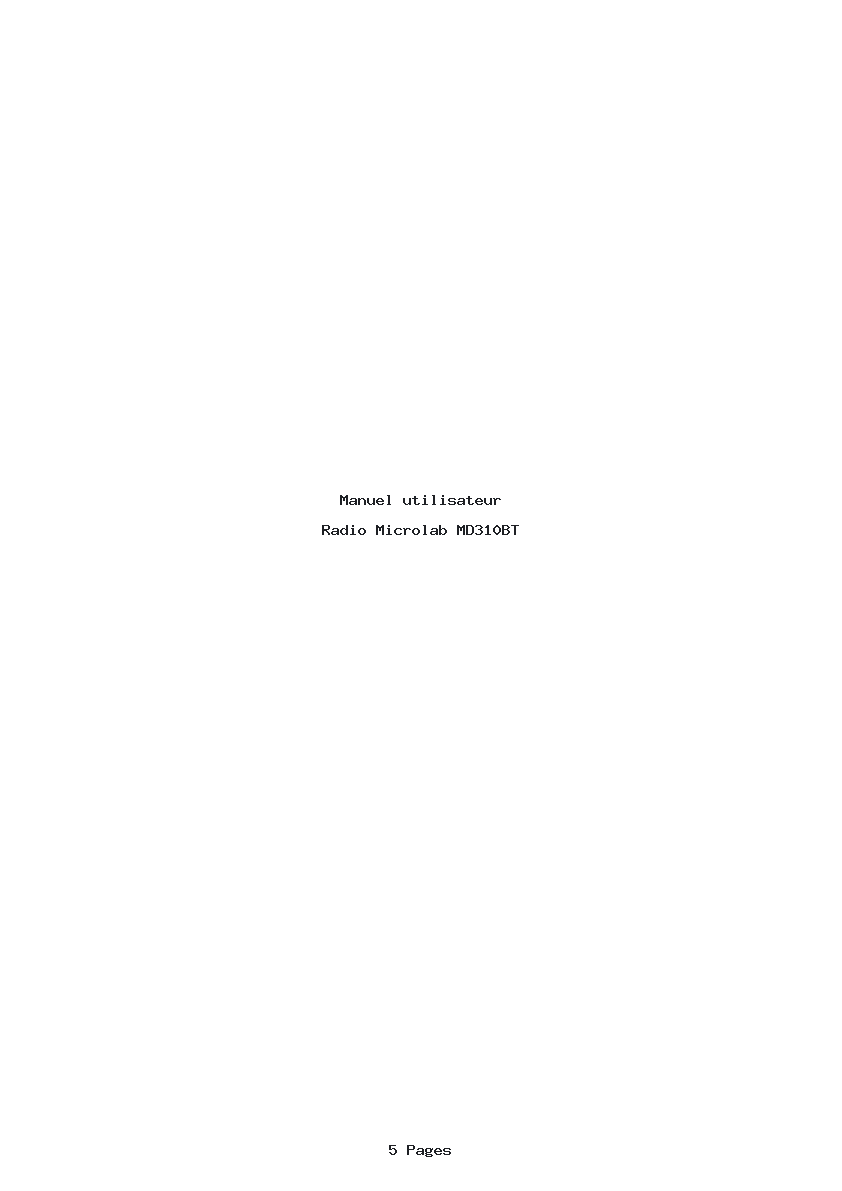 Page 1 de la notice Manuel utilisateur Microlab MD310BT