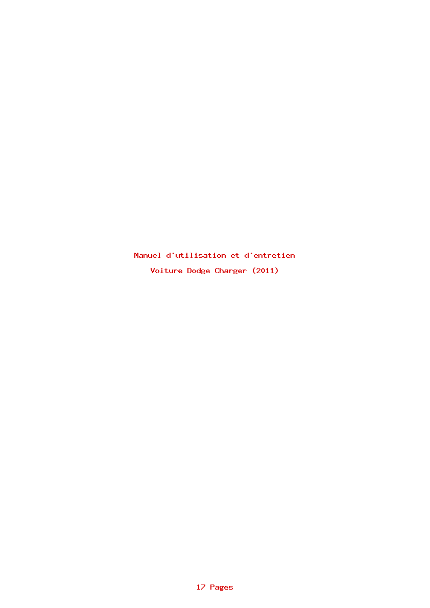 Page 1 de la notice Manuel d'utilisation et d'entretien Dodge Charger (2011)