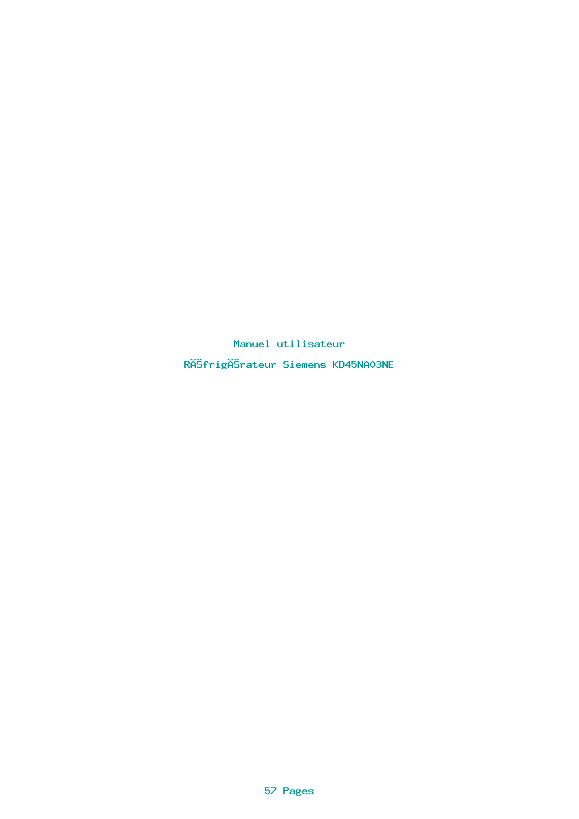 Page 1 de la notice Manuel utilisateur Siemens KD45NA03NE