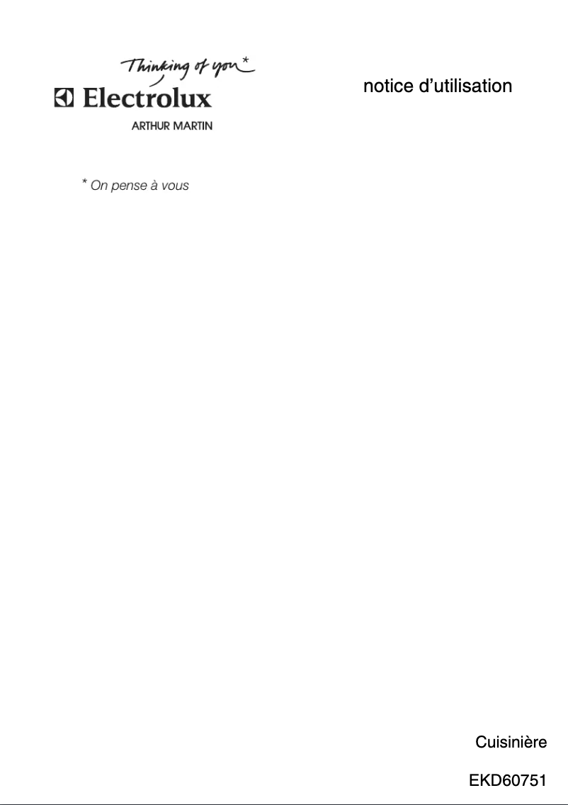 Page 1 de la notice Manuel utilisateur Arthur Martin-Electrolux EKD60751X
