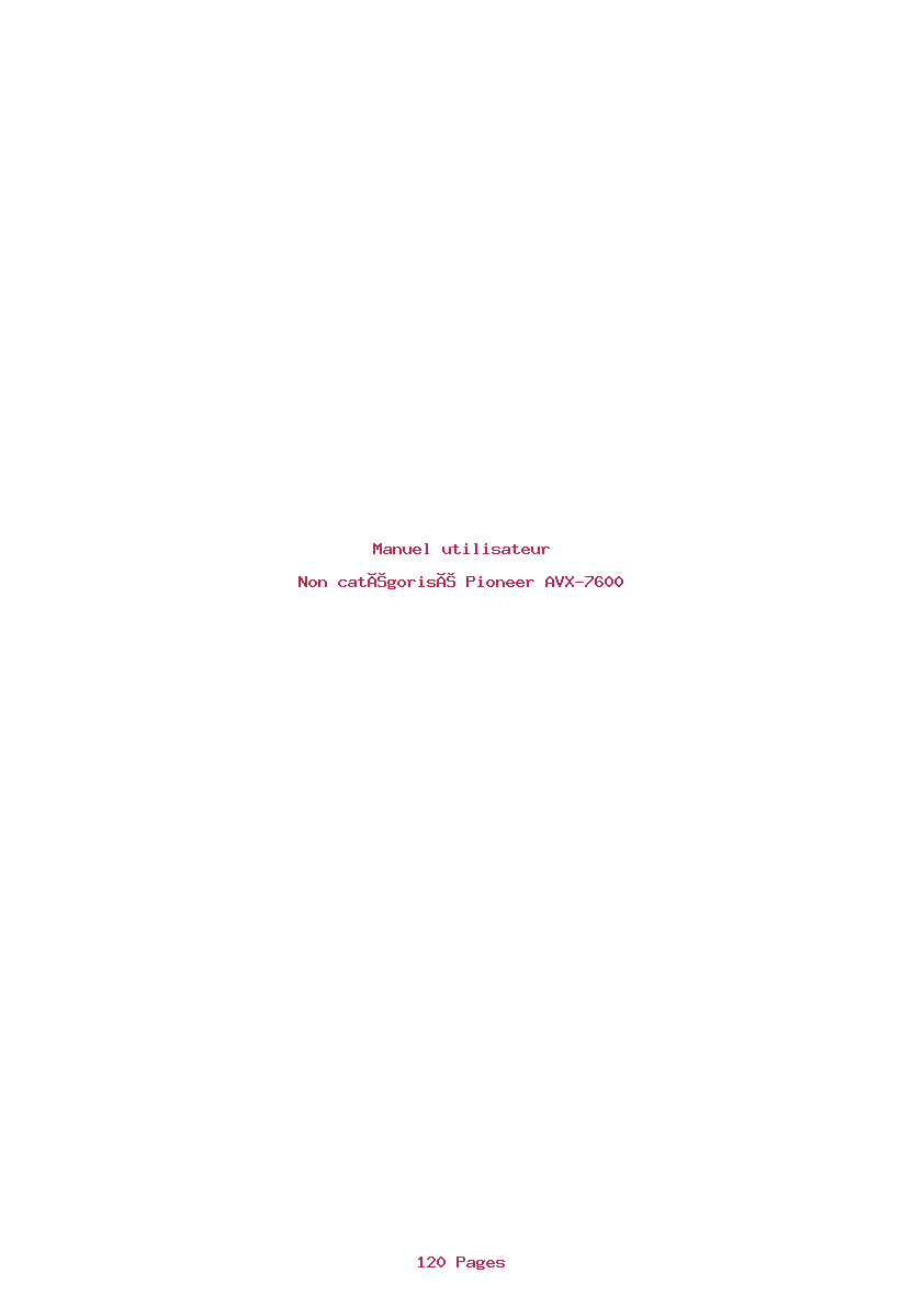 Page 1 de la notice Manuel utilisateur Pioneer AVX-7600