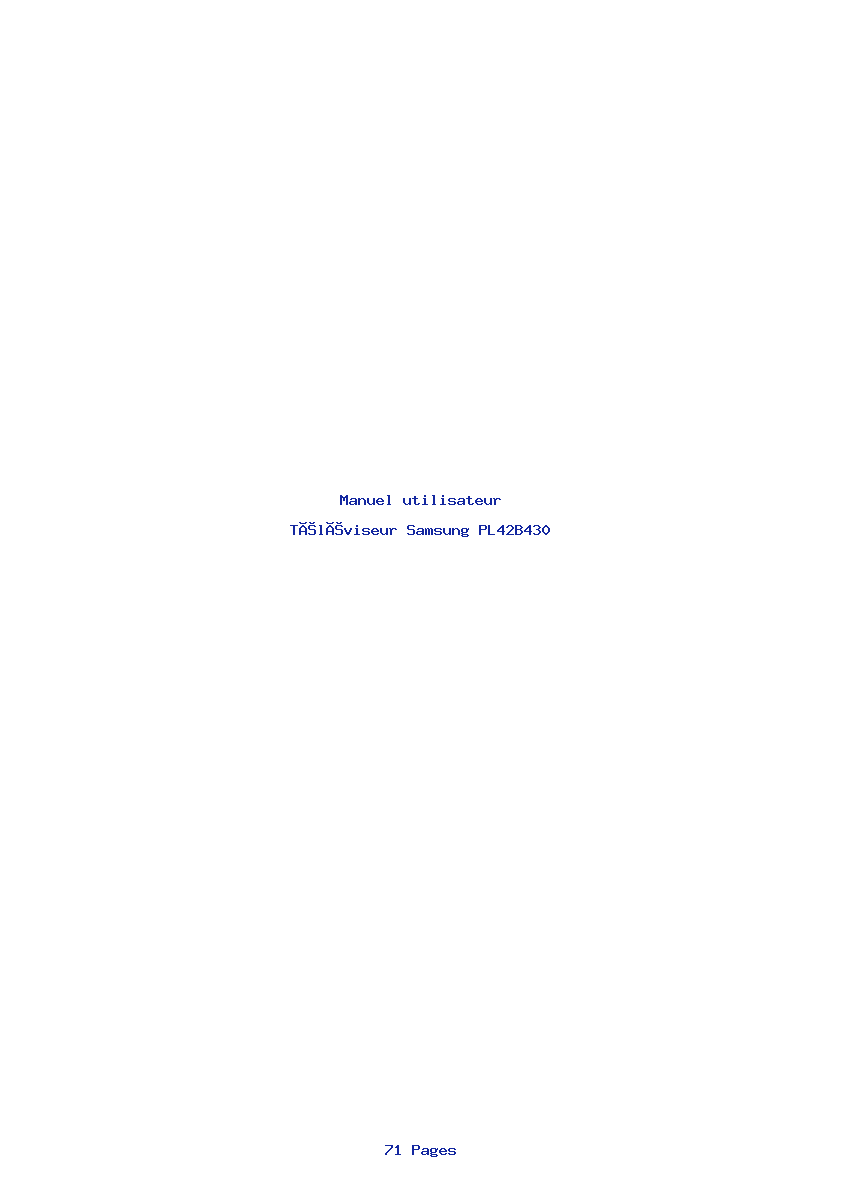 Page 1 de la notice Manuel utilisateur Samsung PL42B430